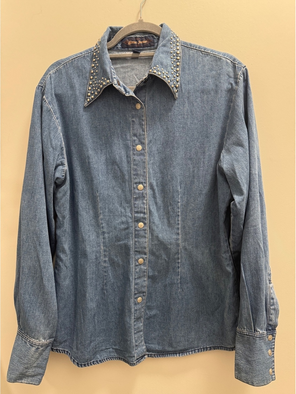 Guess Jeans women’s Denim Shirt XL with Studded Collar